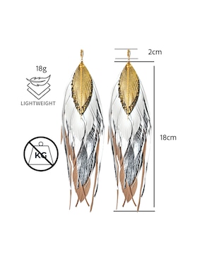Aretes largos de pluma vangania