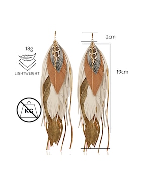 Aretes largos de pluma vangania