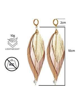 Aretes largos de pluma vangania