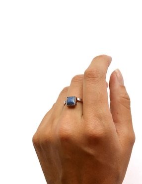 Anillo cuadrado Teresa Díaz Joyería Mexicana Destellos de la tierra P 925 de plata lapislázuli brillante