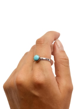 Anillo circular Teresa Díaz Joyería Mexicana Destellos de la Tierra P 925 de plata turquesa brillante