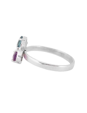 Anillo Teresa Díaz Joyería Mexicana Destellos de la Tierra P 925 de plata amatista y cuarzo brillante
