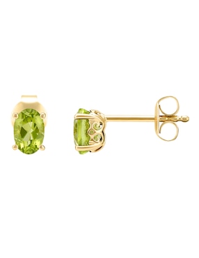 Broqueles Cristal Joyas de oro amarillo 14 K peridoto