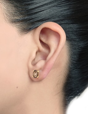 Broqueles Cristal Joyas de oro amarillo 14 K cuarzo
