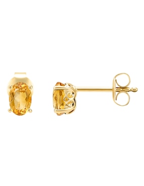 Broqueles de óvalo Cristal Joyas de oro amarillo 14 K citrina
