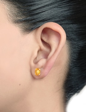Broqueles de óvalo Cristal Joyas de oro amarillo 14 K citrina
