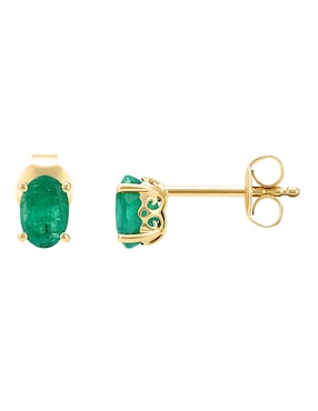 Broqueles Cristal Joyas de oro amarillo 14 K esmeralda