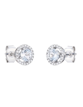 Broqueles Cristal Joyas de oro blanco 14 K topacio y diamante