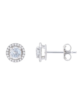 Broqueles Cristal Joyas de oro blanco 14 K topacio y diamante