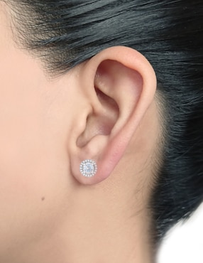 Broqueles Cristal Joyas de oro blanco 14 K topacio y diamante