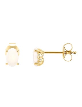 Broqueles Cristal Joyas de oro amarillo 14 K ópalo