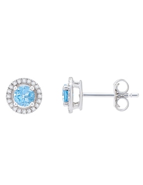 Broqueles Cristal Joyas de oro blanco 14 K topacio y diamante