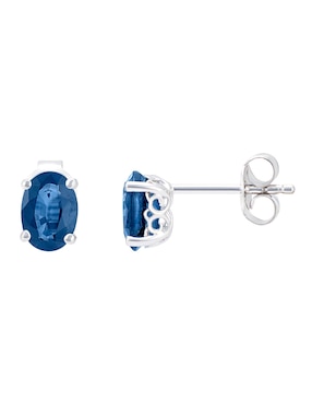Broqueles Cristal Joyas de oro blanco 14 K zafiro