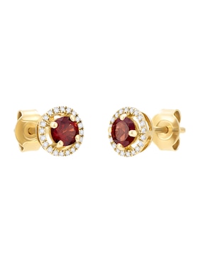 Broqueles Cristal Joyas de oro amarillo 14 K granate