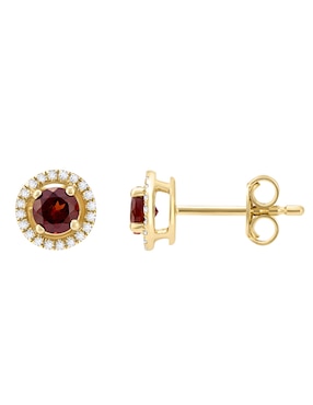 Broqueles Cristal Joyas de oro amarillo 14 K granate