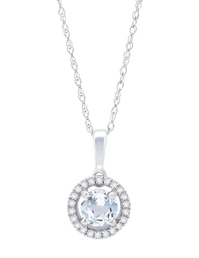 Collar con dije Cristal Joyas de oro blanco 14 K