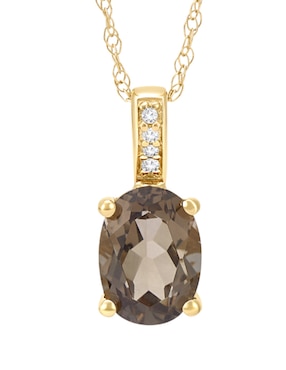 Collar con dije ovalado Cristal Joyas de oro amarillo 14 K