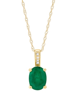 Collar con dije ovalado Cristal Joyas de oro amarillo 14 K