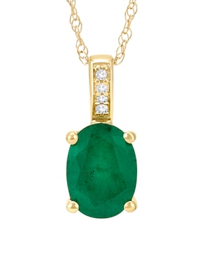 Collar con dije ovalado Cristal Joyas de oro amarillo 14 K