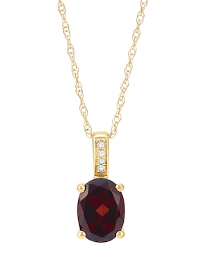 Collar con dije ovalado Cristal Joyas de oro amarillo 14 K