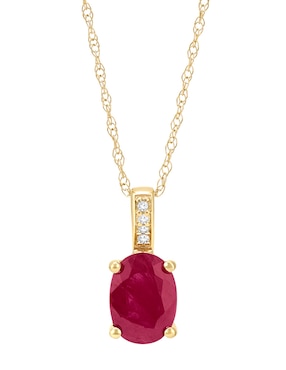 Collar con dije ovalado Cristal Joyas de oro amarillo 14 K