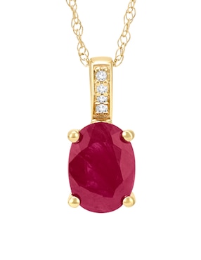 Collar con dije ovalado Cristal Joyas de oro amarillo 14 K