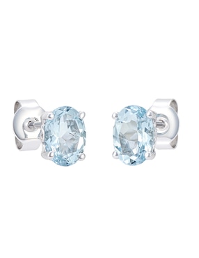 Broqueles de óvalo Cristal Joyas de oro blanco 14 K aguamarina