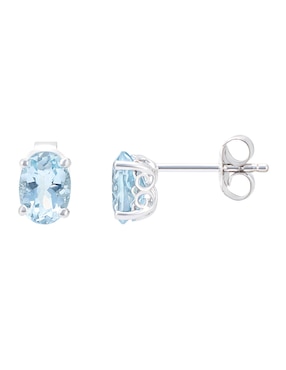 Broqueles de óvalo Cristal Joyas de oro blanco 14 K aguamarina