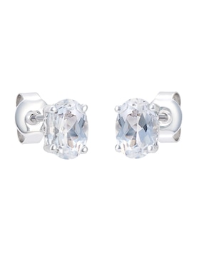Broqueles Cristal Joyas de oro blanco 14 K topacio