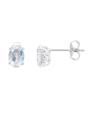 Broqueles Cristal Joyas de oro blanco 14 K topacio