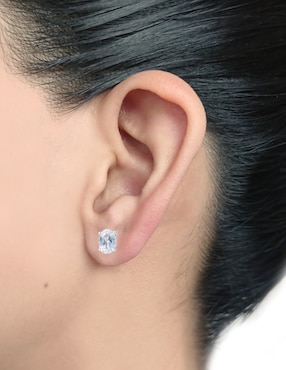 Broqueles Cristal Joyas de oro blanco 14 K topacio