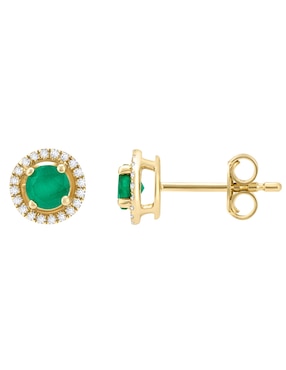Broqueles Cristal Joyas de oro amarillo 14 K esmeralda y diamante