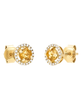 Broqueles Cristal Joyas de oro amarillo 14 K citrina