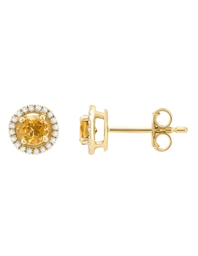 Broqueles Cristal Joyas de oro amarillo 14 K citrina