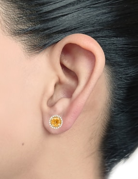 Broqueles Cristal Joyas de oro amarillo 14 K citrina
