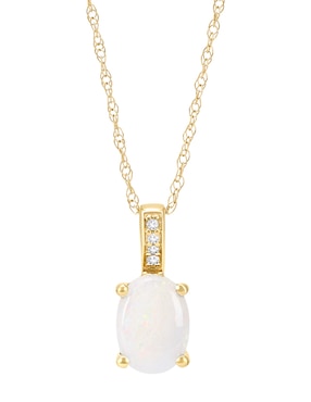 Collar con dije ovalado Cristal Joyas de oro amarillo 14 K