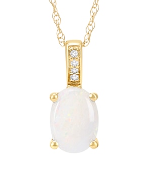 Collar con dije ovalado Cristal Joyas de oro amarillo 14 K