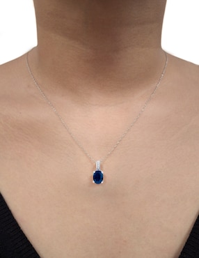 Collar con dije ovalado Cristal Joyas de oro blanco 14 K