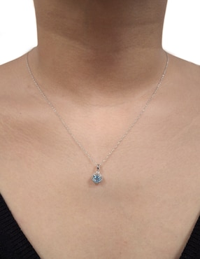 Collar con dije Cristal Joyas de oro blanco 14 K