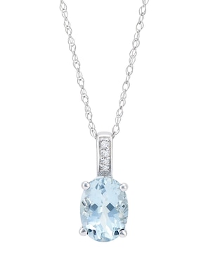 Collar con dije ovalado Cristal Joyas de oro blanco 14 K