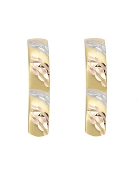 Aretes huggies Cristal Joyas de oro florentino 14 k con acabado diamantado