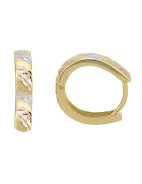 Aretes huggies Cristal Joyas de oro florentino 14 k con acabado diamantado
