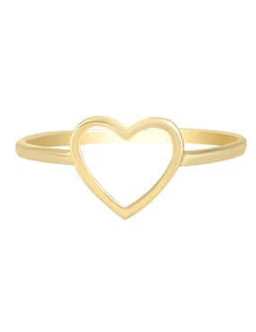 Anillo de corazón Cristal Joyas 14 k de oro amarillo brillante