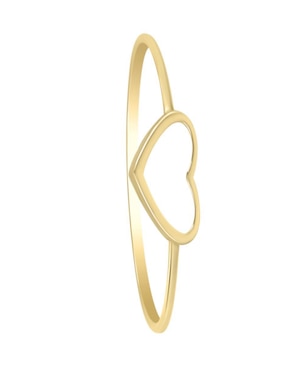 Anillo de corazón Cristal Joyas 14 k de oro amarillo brillante