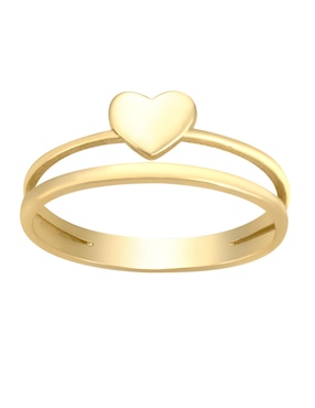 Anillo de corazón Cristal Joyas 14 k de oro amarillo brillante