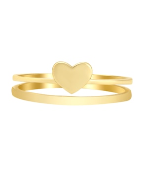 Anillo de corazón Cristal Joyas 14 k de oro amarillo brillante