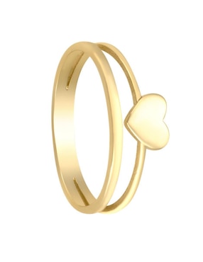 Anillo de corazón Cristal Joyas 14 k de oro amarillo brillante
