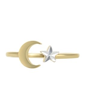 Anillo de luna Cristal Joyas 14 k de oro amarillo brillante