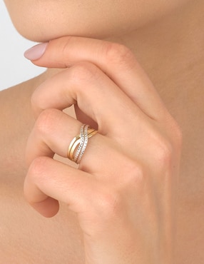 Anillo Cristal Joyas 14 k de oro amarillo brillante