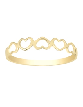 Anillo de corazón Cristal Joyas 14 k de oro amarillo brillante